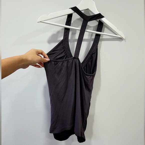 Marciano Dark Grey-Plum Ruched Blouse - Size S/M - Picture 4 of 5